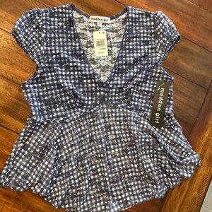 Madden Girl Navy and White Checkered Top